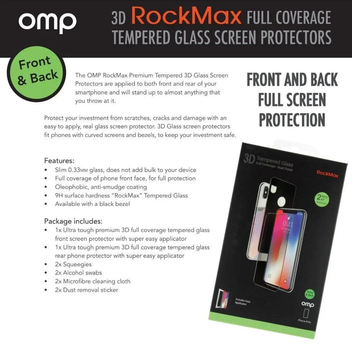 OMP iPhone SE 2020 / 8 RockMax Front + Back Glass Screen Protectors M9985K - LX2001 - Homewares, Outdoor, Phone Accessories, Cases, Speakers, Headphones + More -