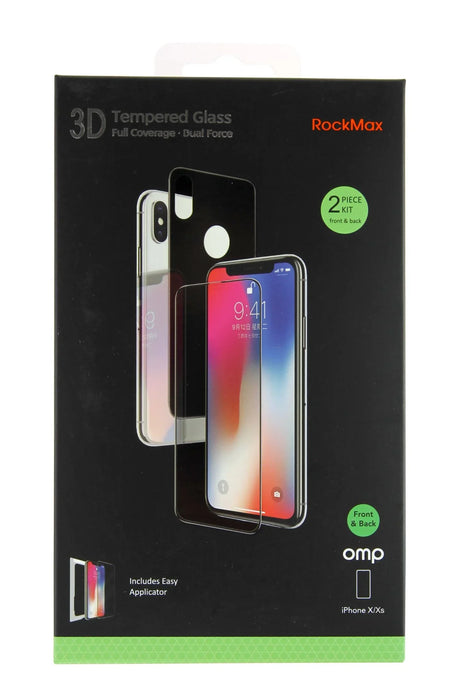 OMP iPhone X / XS RockMax Premium Tempered 3D Front Back Glass Screen Protectors M9987K - LX2001 - Homewares, Outdoor, Phone Accessories, Cases, Speakers, Headphones + More -