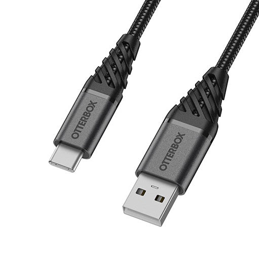 Otterbox 2M USB-C to USB-A Cable Premium Cable - Dark Ash Black 78-52665 840104218334
