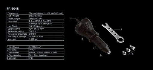 M7 Riveter Adaptor 3/16" - LX2001 - Homewares, Outdoor, Phone Accessories, Cases, Speakers, Headphones + More -