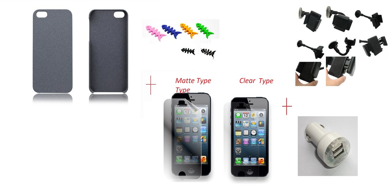 Matte PC Hard Case for iPhone 5 Car Charger Holder