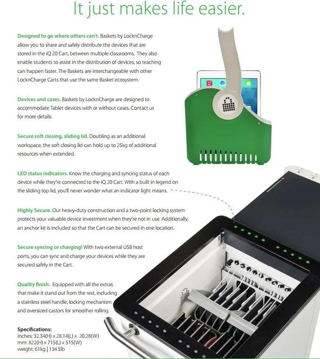 PC Locs IQ 20 Sync & Charge Cart for Apple & Other PCL7310 - LX2001 - Homewares, Outdoor, Phone Accessories, Cases, Speakers, Headphones + More -