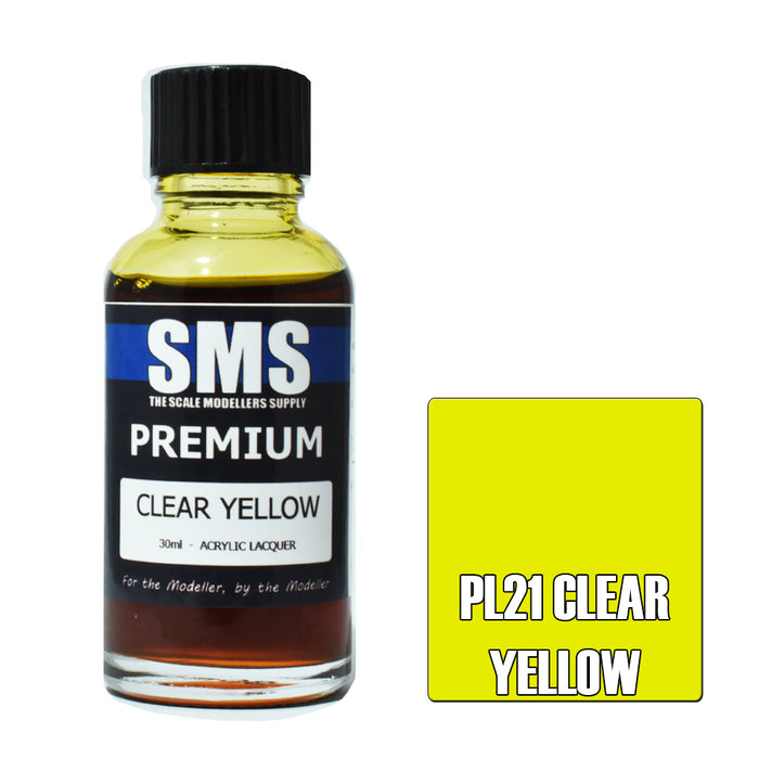 AIRBRUSH PAINT 30ML PREMIUM CLEAR YELLOW ACRYLIC LACQUER SCALE MODELLERS SUPPLY