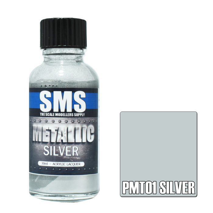 Air Brush paint 30ML METALLIC SILVER ACRYLIC lacquer SCALE MODELLERS SUPPLY