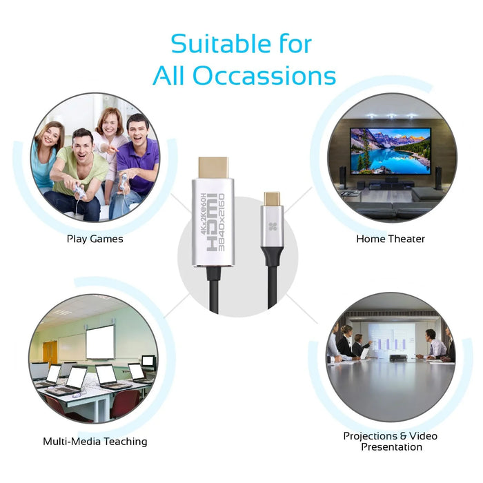 PROMATE 1.8m 4K USB-C to HDMI Cable with Gold Plated Connectors. Supports Max Re - LX2001 - Homewares, Outdoor, Phone Accessories, Cases, Speakers, Headphones + More -