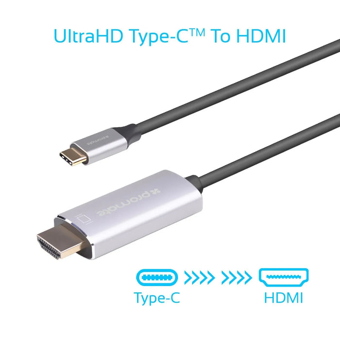 PROMATE 1.8m 4K USB-C to HDMI Cable with Gold Plated Connectors. Supports Max Re - LX2001 - Homewares, Outdoor, Phone Accessories, Cases, Speakers, Headphones + More -