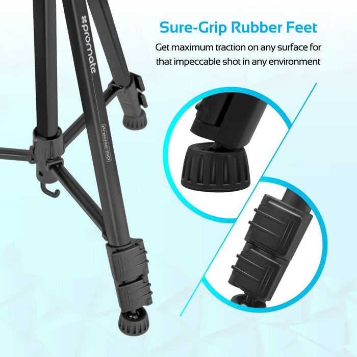 PROMATE 3-Way Precision Head Tripod 53-150cm Height adjustment