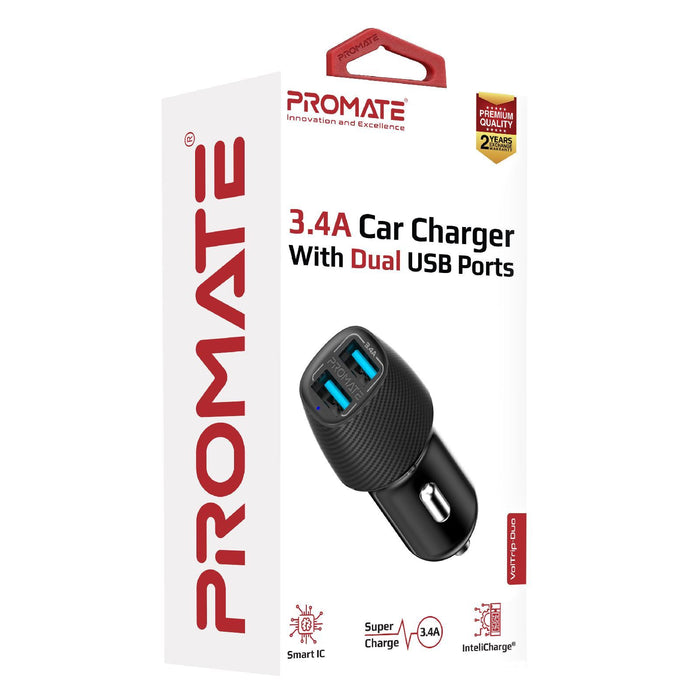 PROMATE 3.4A Dual Car Charger - Black VOLTRIP-DUO.BLK