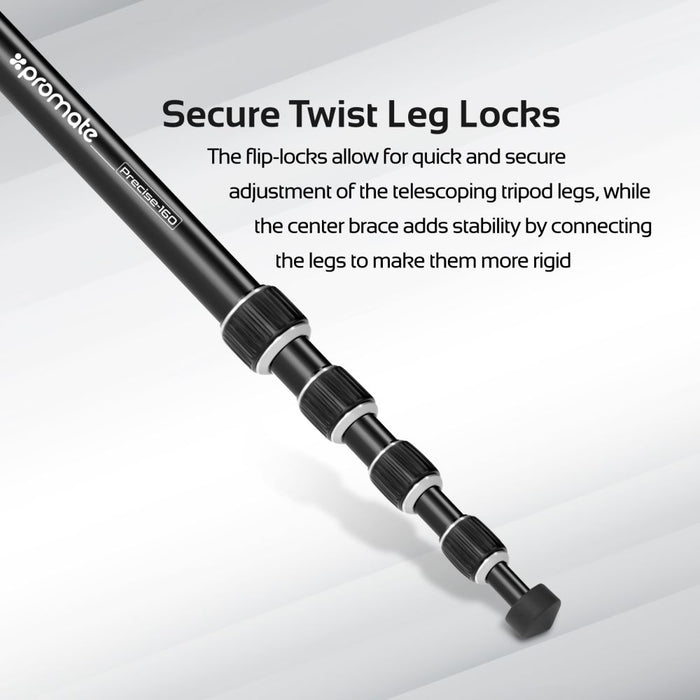 Promate Precise 160 Premium Professional Anodized Aluminium Travel Tripod PRECISE-160