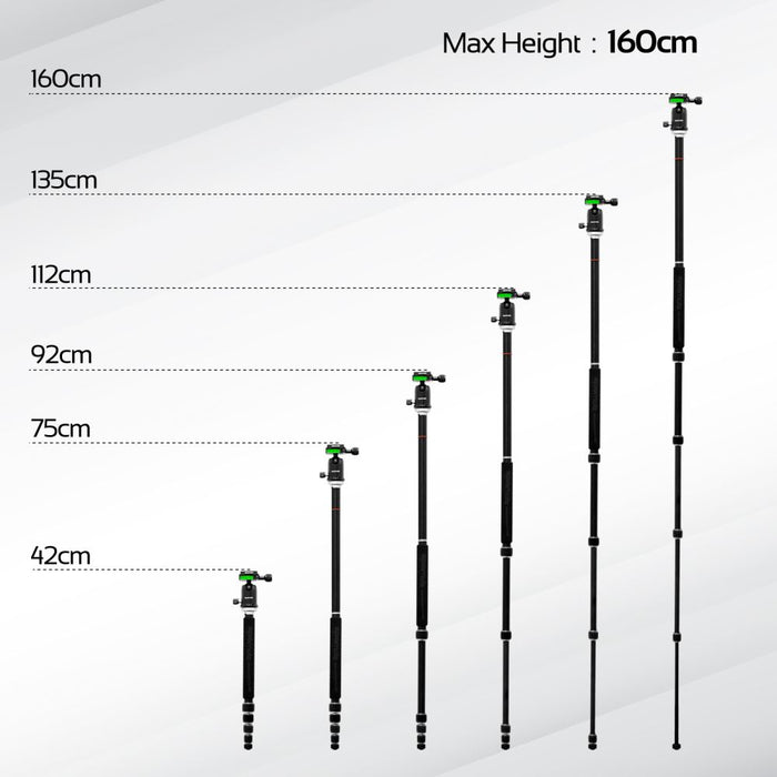Promate Precise 160 Premium Professional Anodized Aluminium Travel Tripod PRECISE-160