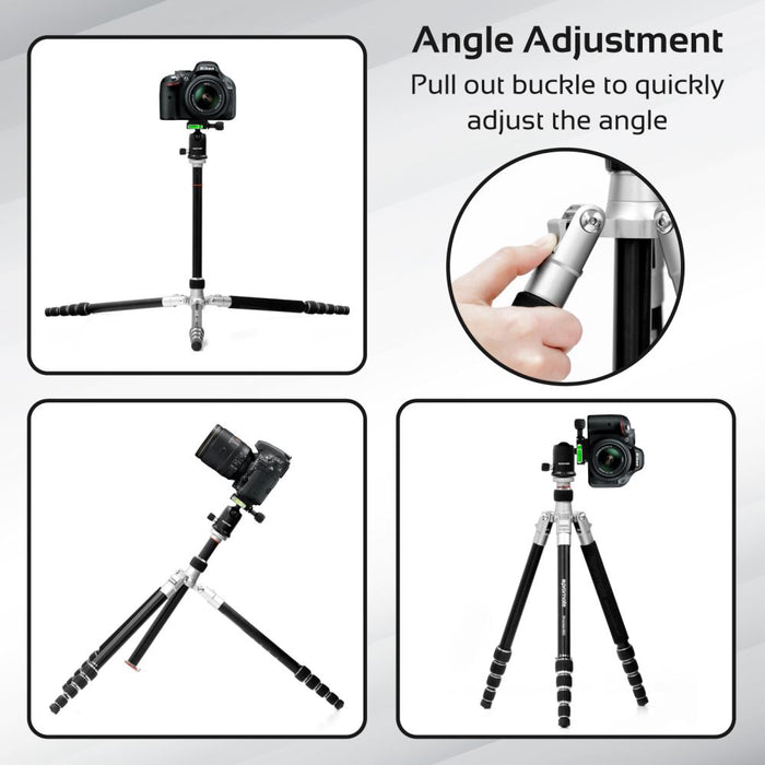Promate Precise 160 Premium Professional Anodized Aluminium Travel Tripod PRECISE-160