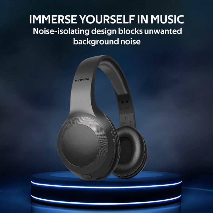 PROMATE Deep Bass Bluetooth Wireless Over-Ear Headphones - Black LABOCA.BLK