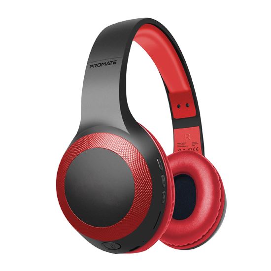 PROMATE Deep Bass Bluetooth Wireless Over-Ear Headphones - Red LABOCA.RED