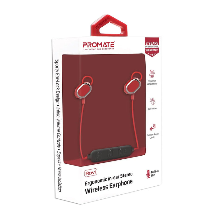 PROMATE Ergonomic In-Ear Stereo Wireless Sport Earphones - Red ROVI.RED - LX2001 - Homewares, Outdoor, Phone Accessories, Cases, Speakers, Headphones + More -