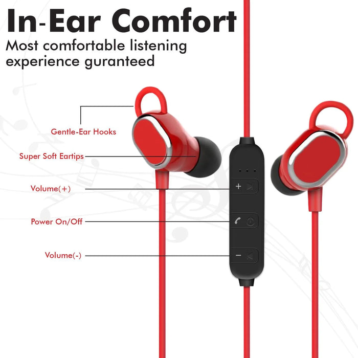 PROMATE Ergonomic In-Ear Stereo Wireless Sport Earphones - Red ROVI.RED - LX2001 - Homewares, Outdoor, Phone Accessories, Cases, Speakers, Headphones + More -