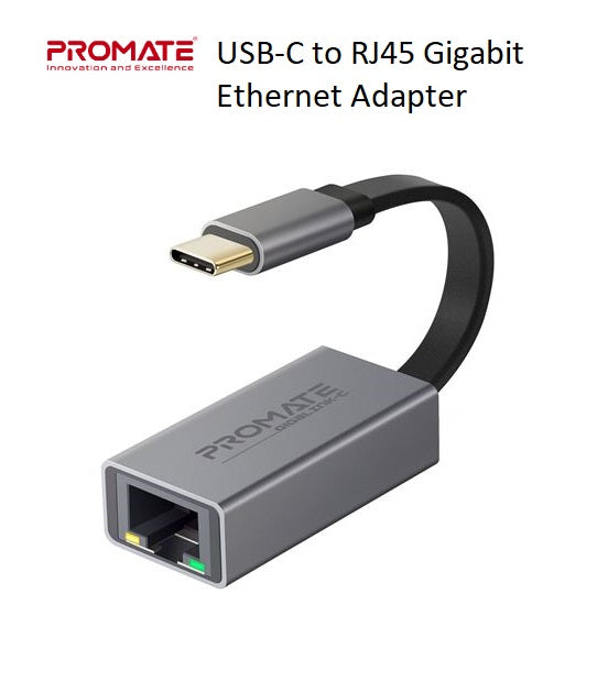 PROMATE USB-C RJ45 Gigabit Ethernet Adapter - Grey GIGALINK-C.GRY