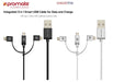 PROMATE MicroUSB USB-C & Lightning Connector USB Cable