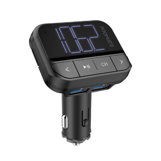 PROMATE Wireless In-Car FM Transmitter - Playback from USB / MicroUSB / AUX 3.5mm EZFM-2