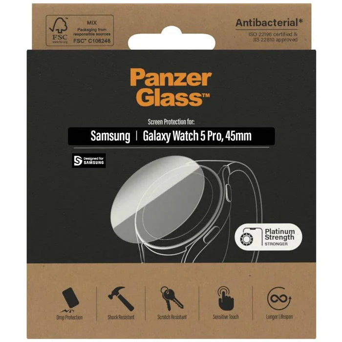 PanzerGlass Antibacterial Screen Protector for Samsung Galaxy Watch 5 Pro (45mm) - LX2001 - Homewares, Outdoor, Phone Accessories, Cases, Speakers, Headphones + More -