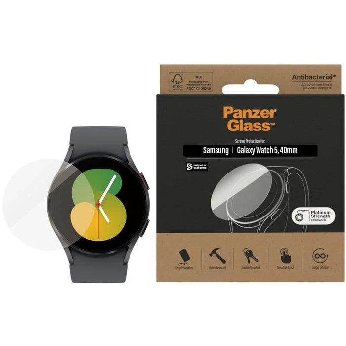 PanzerGlass Antibacterial Screen Protector for Samsung Galaxy Watch 5 (40mm) - LX2001 - Homewares, Outdoor, Phone Accessories, Cases, Speakers, Headphones + More -