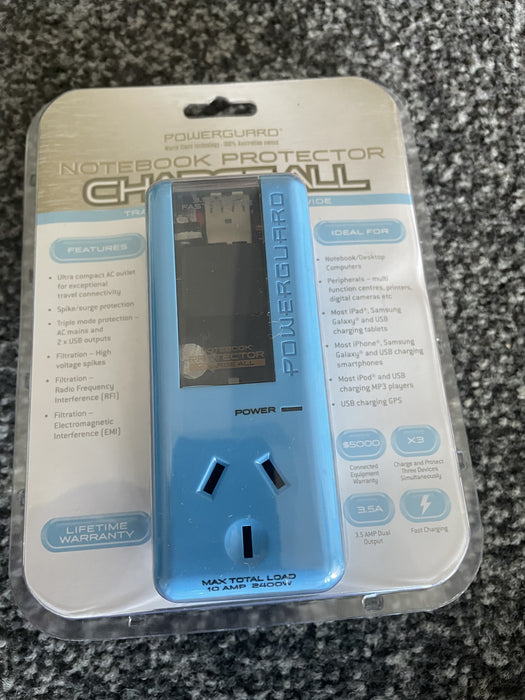 PowerGuard Notebook Protector ChargeAll Surge Protector AC Wall Charger - Blue