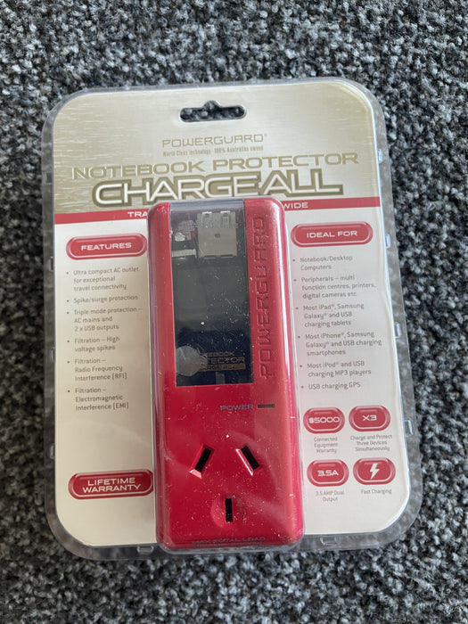 PowerGuard Notebook Protector ChargeAll Surge Protector AC Wall Charger - Red