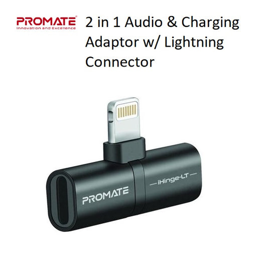 Promate 2-In-1 Audio & Charging Adaptor w/ Lightning Connector - Black IHINGE-LT.BLK