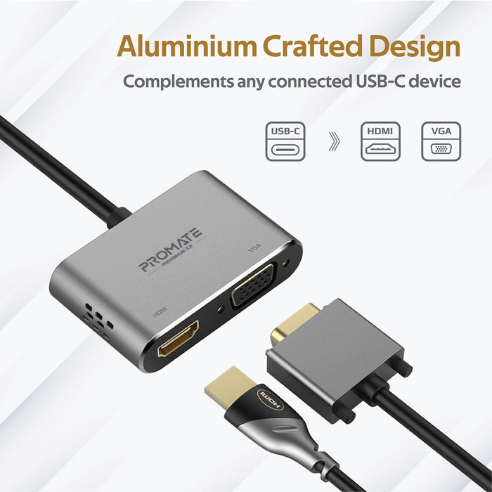Promate MediaHub-C2 High Definition USB-C Display Adapter MEDIAHUB-C2.GRY