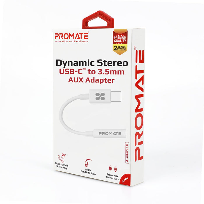 Promate USB-C to 3.5mm AUX Adapter - White AUXLINK-C.WHT