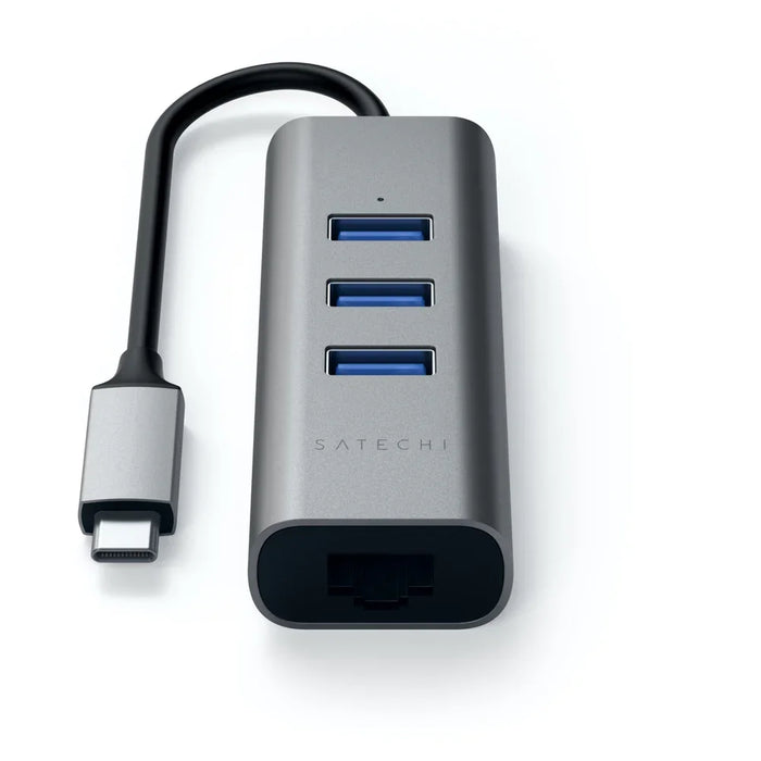 SATECHI TYPE-C 2-in-1 3 Port USB 3.0 Hub & Ethernet Port - Space Grey ST-TC2N1USB31AM 879961007256 - LX2001 - Homewares, Outdoor, Phone Accessories, Cases, Speakers, Headphones + More -