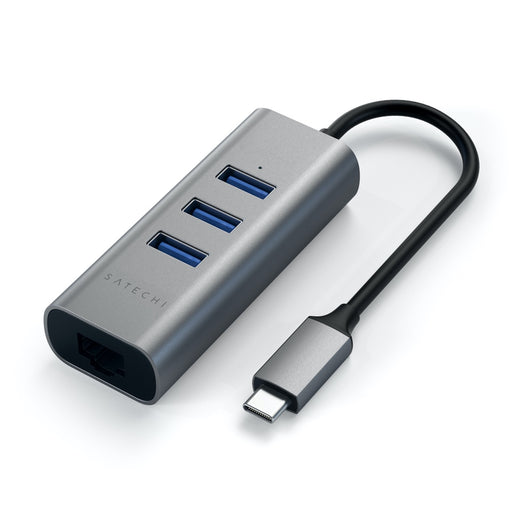 SATECHI TYPE-C 2-in-1 3 Port USB 3.0 Hub & Ethernet Port - Space Grey ST-TC2N1USB31AM 879961007256