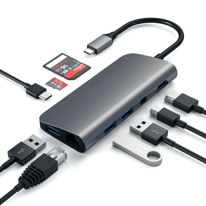 SATECHI Type-C Multimedia Adaptor Hub w/ 4K HDMI + Ethernet Ports - Space Grey ST-TCMM8PAM 879961007317 - LX2001 - Homewares, Outdoor, Phone Accessories, Cases, Speakers, Headphones + More -