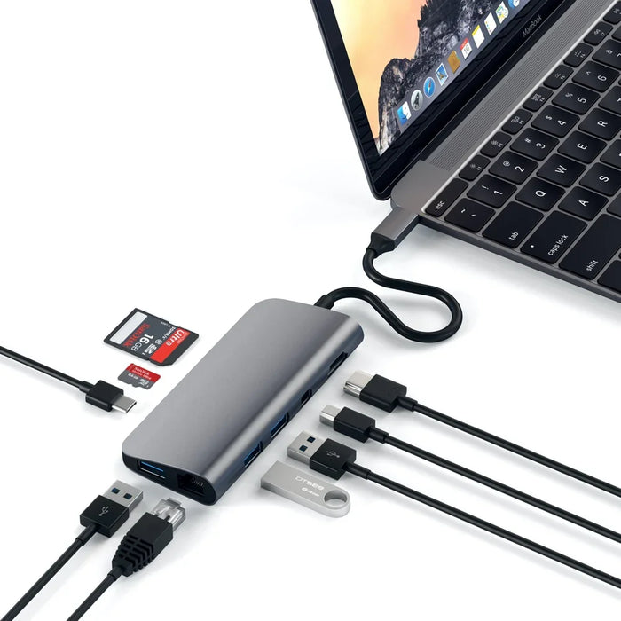 SATECHI Type-C Multimedia Adaptor Hub w/ 4K HDMI + Ethernet Ports - Space Grey ST-TCMM8PAM 879961007317 - LX2001 - Homewares, Outdoor, Phone Accessories, Cases, Speakers, Headphones + More -