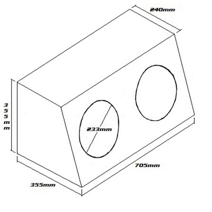RAPTOR SUBWOOFER BOX FOR 2 x 10" SUB DOUBLE BLACK