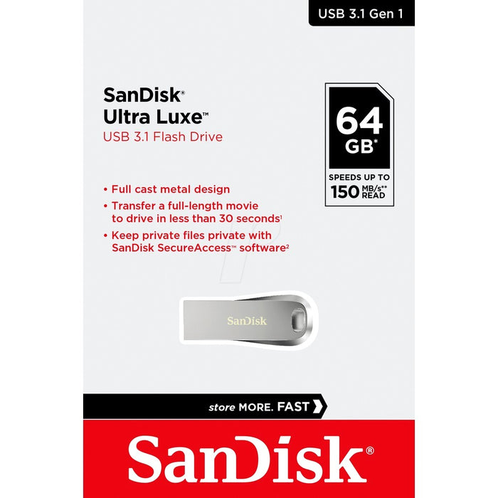 Sandisk ULTRA LUXE USB 3.1 FLASH DRIVE 64GB FULL CAST METAL 5Y