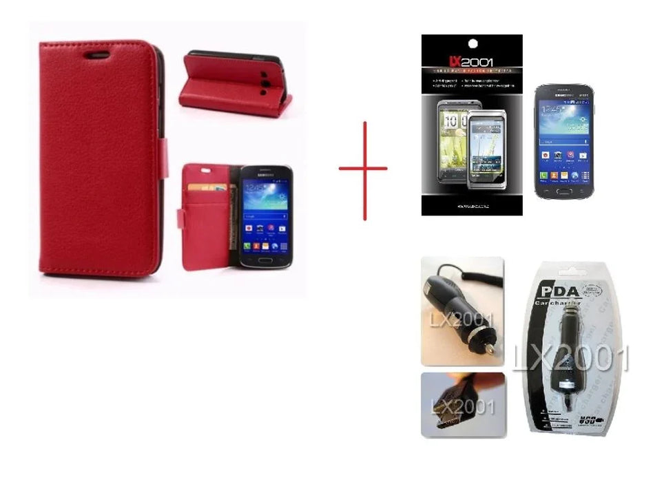 Samsung Galaxy Ace 3 Leather Case RED + Car Charger - LX2001 - Homewares, Outdoor, Phone Accessories, Cases, Speakers, Headphones + More -