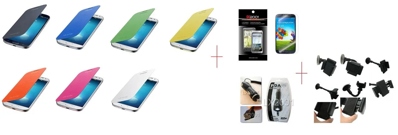 Brand New Original Genuine Samsung Flip Cover for your Galaxy S4 i9500 GT-I9500 + Car Charger + Car Kit Holder - LX2001 - Homewares, Outdoor, Phone Accessories, Cases, Speakers, Headphones + More -