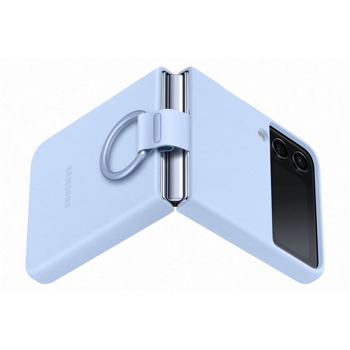 Samsung Galaxy Z Flip4 6.7" Silicone Case Cover w/ Ring - Arctic Blue