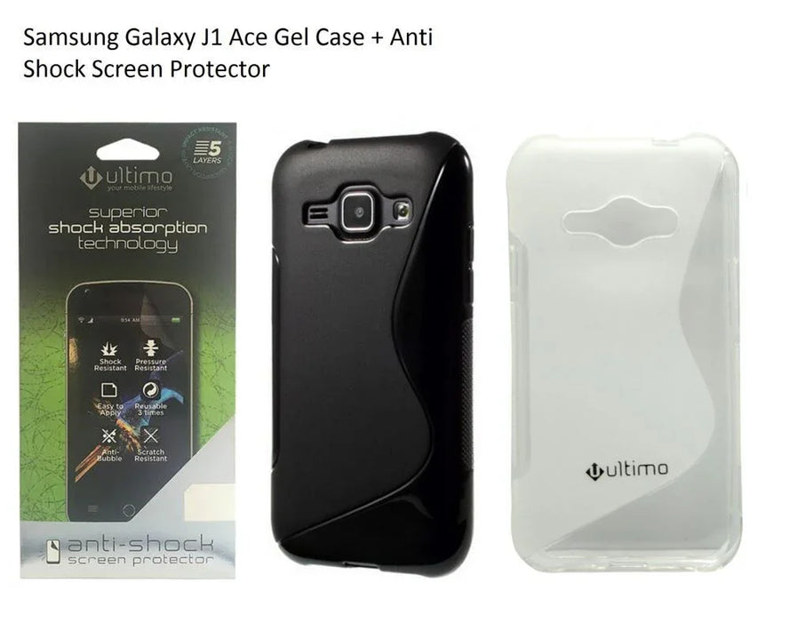 Samsung Galaxy J1 Ace Gel Case + Anti Shock Screen Protector - LX2001 - Homewares, Outdoor, Phone Accessories, Cases, Speakers, Headphones + More -