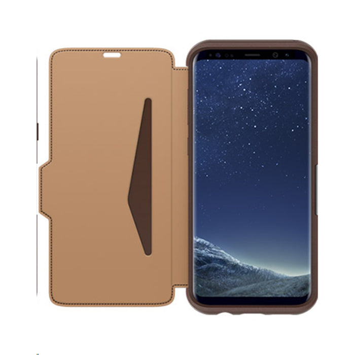 Samsung S8+ / S8 Plus OtterBox Strada Leather Folio Wallet Case - Brown / Tan 77-54631