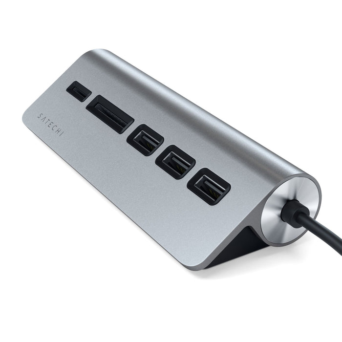 Satechi USB-C Aluminum USB 3.0 Hub & Micro / SD Card Reader - Space Grey ST-TCHCRM 879961007164