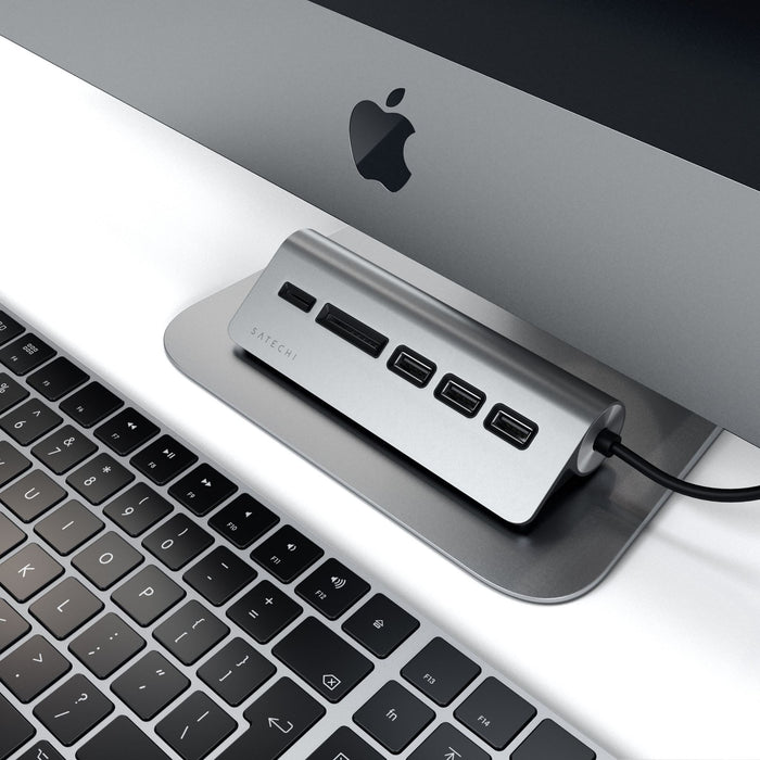 Satechi USB-C Aluminum USB 3.0 Hub & Micro / SD Card Reader - Space Grey ST-TCHCRM 879961007164