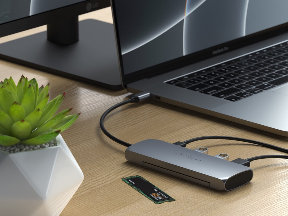 Satechi USB-C Hybrid Multiport Adapter With SSD Enclosure - Space Grey