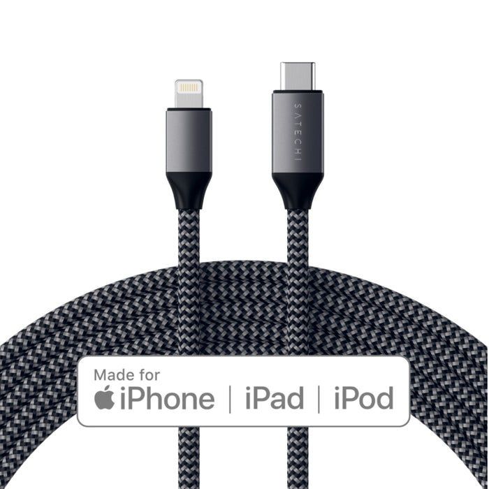 Satechi USB-C to Lightning Charging 1.8M Cable - Space Grey ST-TCL18M 879961008246