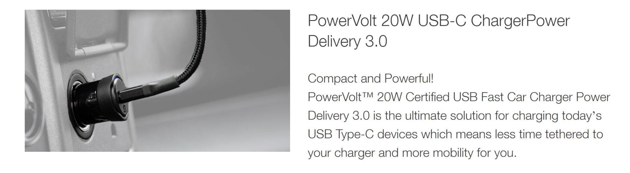 Scosche PowerVolt PD20 20w Fast USB-C Car Charger