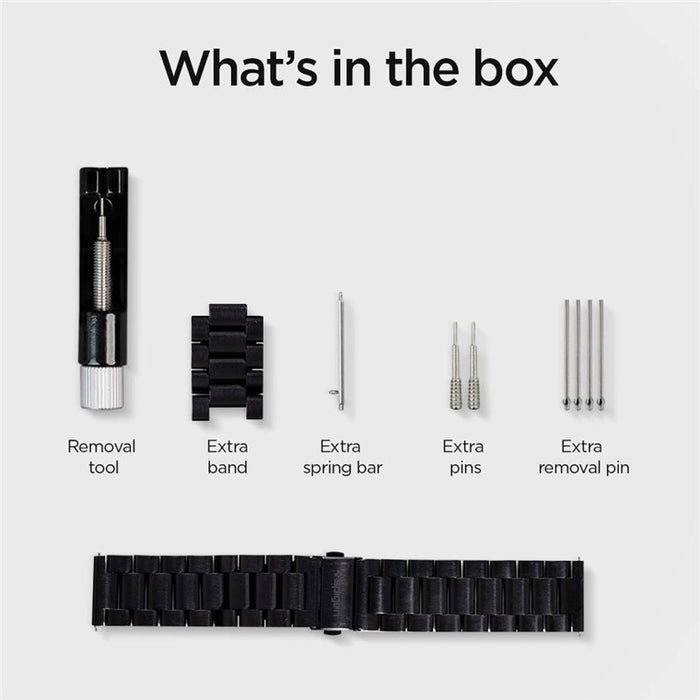 Spigen Samsung Galaxy Watch 42mm Active 2 Premium Stainless Steel Strap - Black 600WB24980 8809613765014