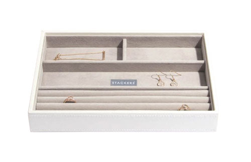 Stackers Classic 4 Compartment Jewellery Box - White JB80402