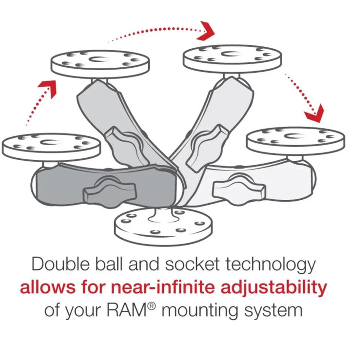 Strike RAM® Universal Double Ball Mount 1 BALL MOUNT WITH 2x 2.5 ROUND BASES - LX2001 - Homewares, Outdoor, Phone Accessories, Cases, Speakers, Headphones + More -