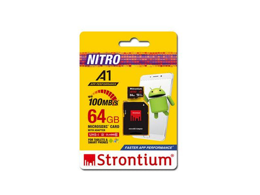 Strontium SDHC Card 64GB 100MB/S U3 UHS-I Class 10 SD Card SRN64GTFU3A1A 8886450706134