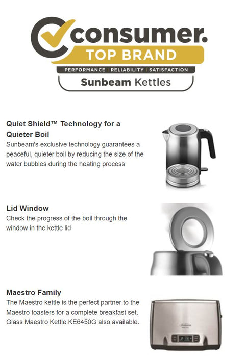 Sunbeam Maestro Quiet Shield Kettle KE6451 9311445022566